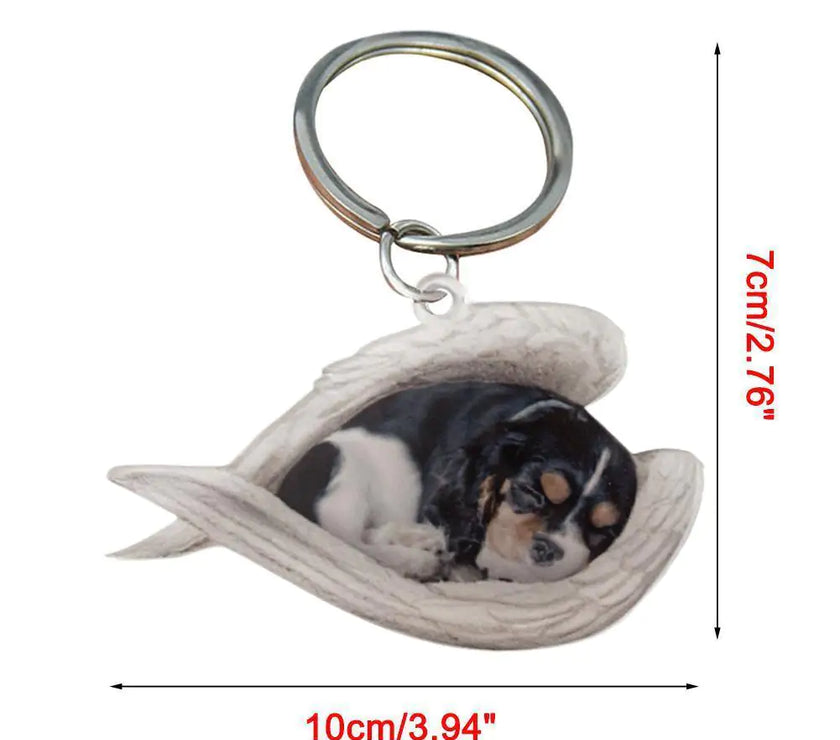 Dog Sleeping Angel Keychains