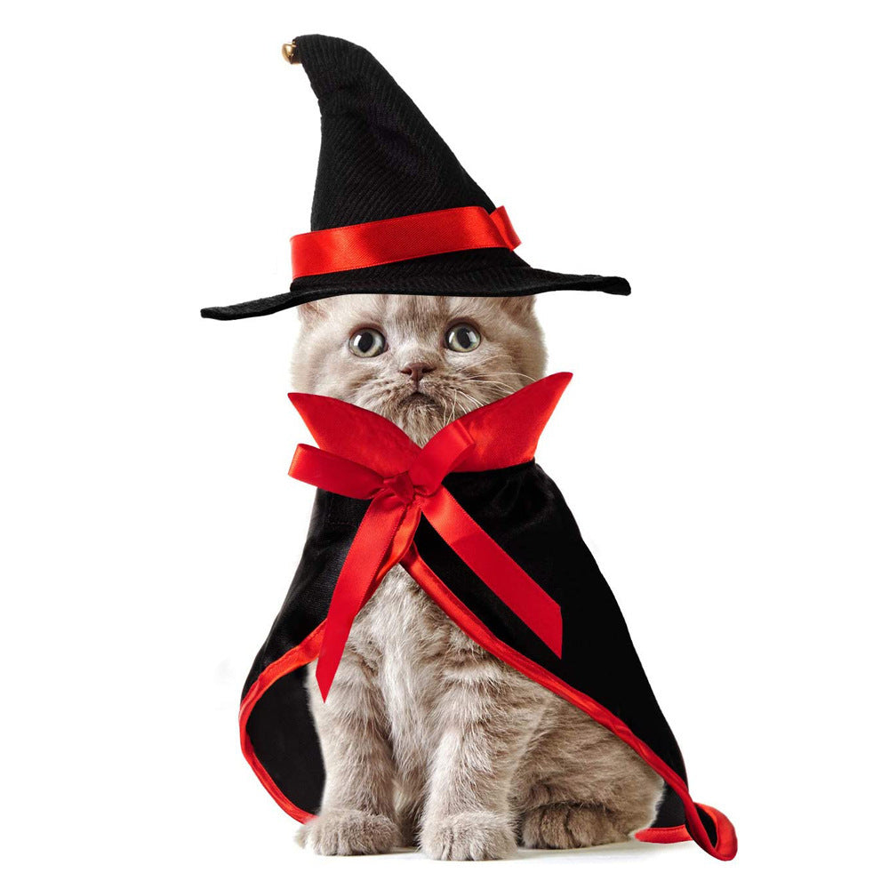 Halloween Wizard Cloak and Hat Costume for Pets
