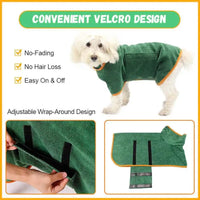 Green Soft Dog Bathrobe Towel