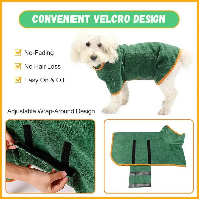 Green Soft Dog Bathrobe Towel