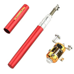 Red Mini portable pocket fishing rod & reel