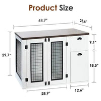 Dimensions of a white cabinet with glass doors and additional storage space.