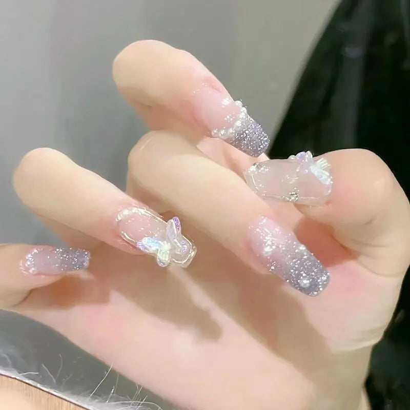 Pink Rhinestone Press-On Nails: Long and Stylish
Success
