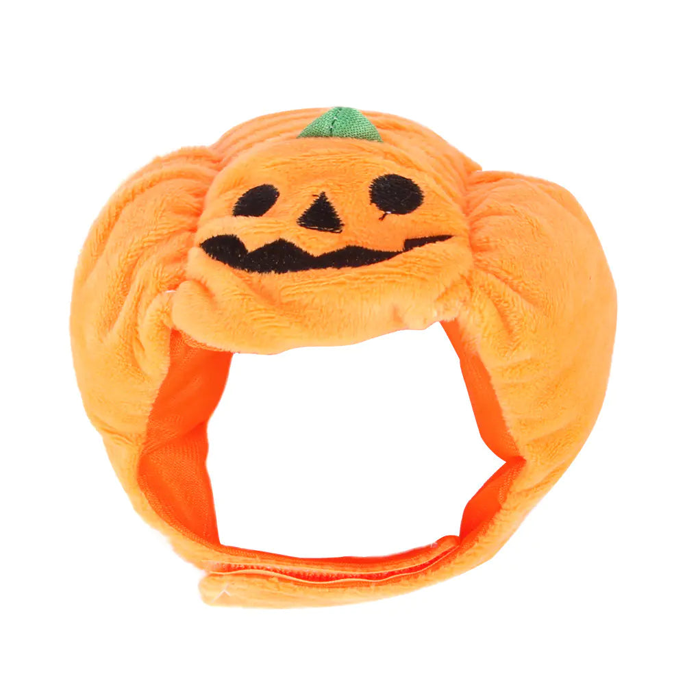 Pumpkin-shaped headband with a smiling face on a white background