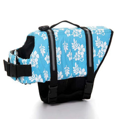 Blue flower print dog life vest