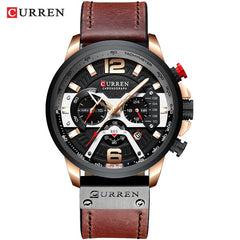 Military Leather Chronograph Wristwatch for Adult men