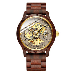 Classic Wooden Men's Mechanical Watch red