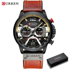 Military Leather Chronograph Wristwatch for Adult men