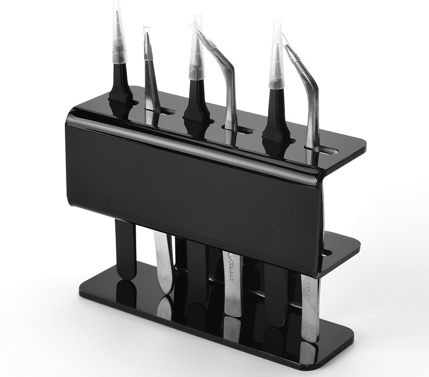Acrylic Eyelash Tweezers Storage Holder  Stand  - black with tweezers