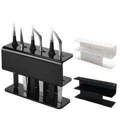 Acrylic Eyelash Tweezers Storage Holder- black & white, with and without tweezers