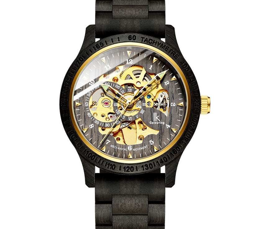 Classic Wooden Men's Mechanical Watch black