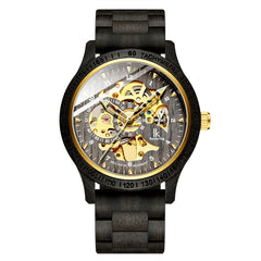 Classic Wooden Men's Mechanical Watch black