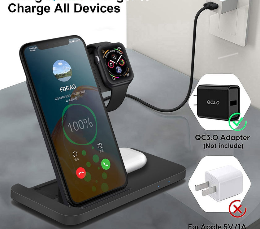 3in1 Wireless Fast Charger Dock Station for multiple Apple Devices
