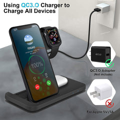 3in1 Wireless Fast Charger Dock Station for multiple Apple Devices