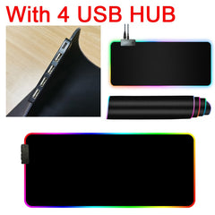 RGB Mouse Pad with Cable 4 USB Hub