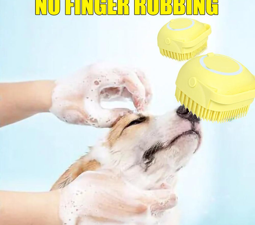 Dog Bath brush in use with dog