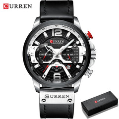 Military Leather Chronograph Wristwatch for Adult men