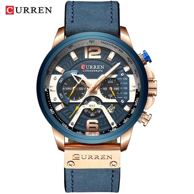 Military Leather Chronograph Wristwatch for Adult men