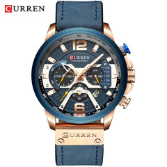 Military Leather Chronograph Wristwatch for Adult men