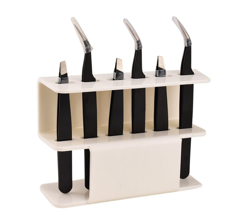 Acrylic Eyelash Tweezers Storage Holder-  white, with  tweezers