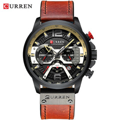 Military Leather Chronograph Wristwatch for Adult men