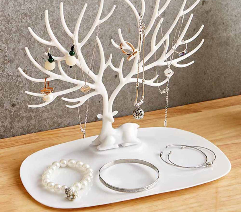 White Deer Jewelry Holder with Jewelry