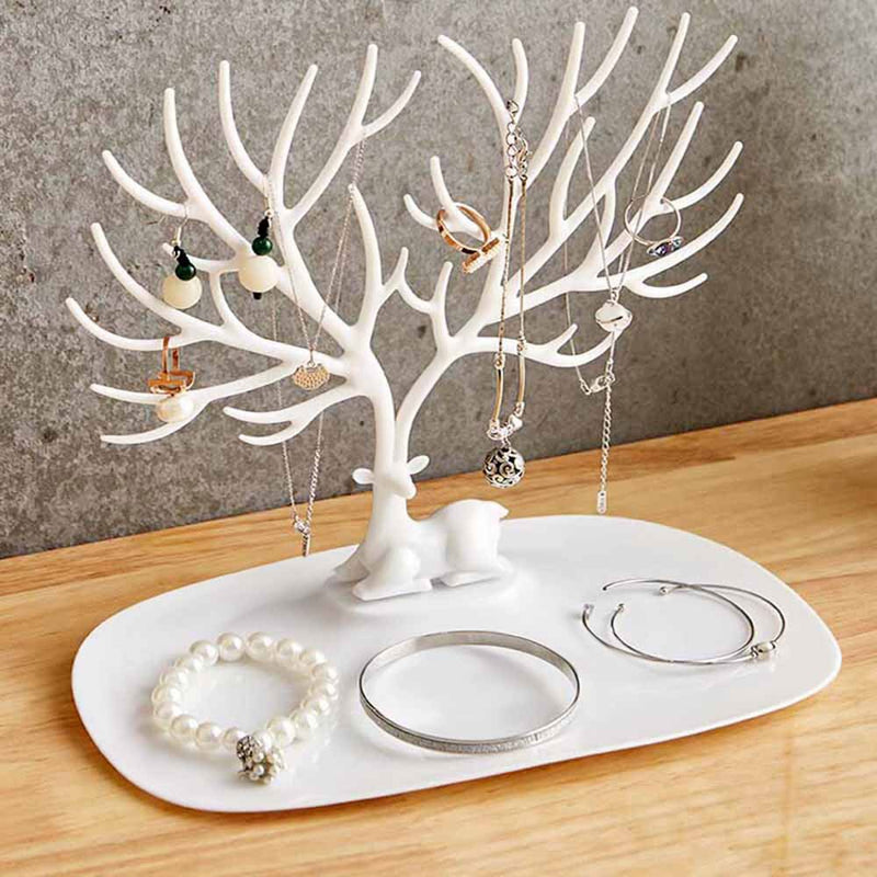 White Deer Jewelry Holder with Jewelry