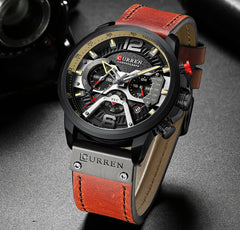 Military Leather Chronograph Wristwatch for Adult men