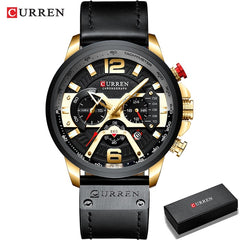 Military Leather Chronograph Wristwatch for Adult men