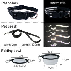 Pet leash, collar & folding bowl