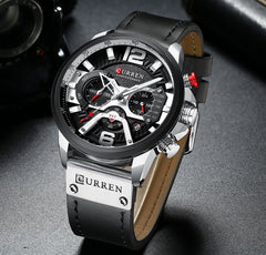 Military Leather Chronograph Wristwatch for Adult men