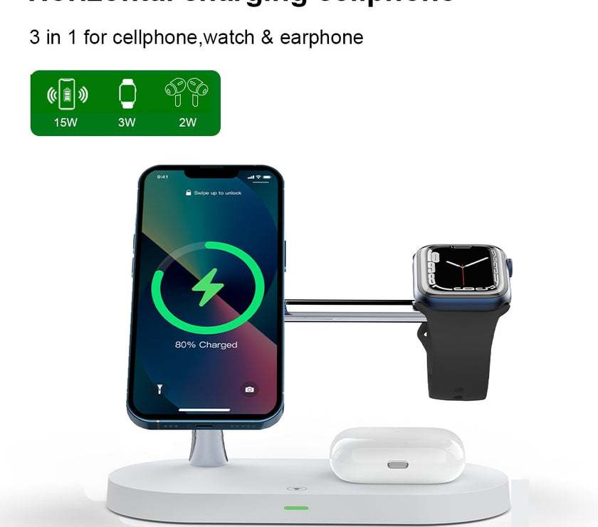 3-in-1 wireless Horizontal charging cellphone stand