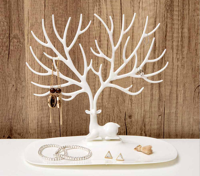 White Deer Jewelry Holder with Jewelry