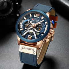 Military Leather Chronograph Wristwatch for Adult men