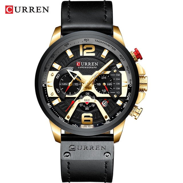 Military Leather Chronograph Wristwatch for Adult men