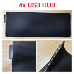 RGB Mouse Pad with Cable 4X USB Hub