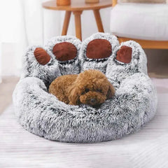 Pet Bear Paw Shape House Bed  grey