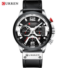 Military Leather Chronograph Wristwatch for Adult men