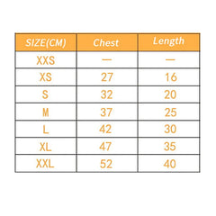 Soft Fleece Pet Dog Hoodie size chart