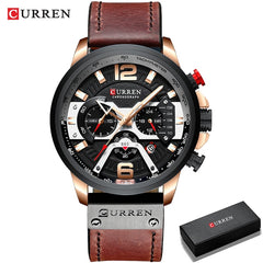 Military Leather Chronograph Wristwatch for Adult men