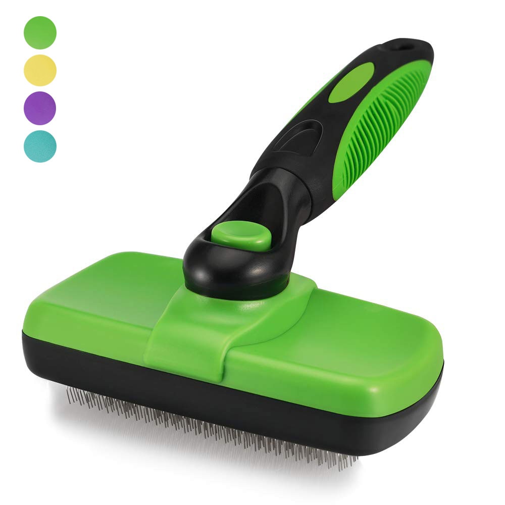 Self Cleaning Dog Brush Green